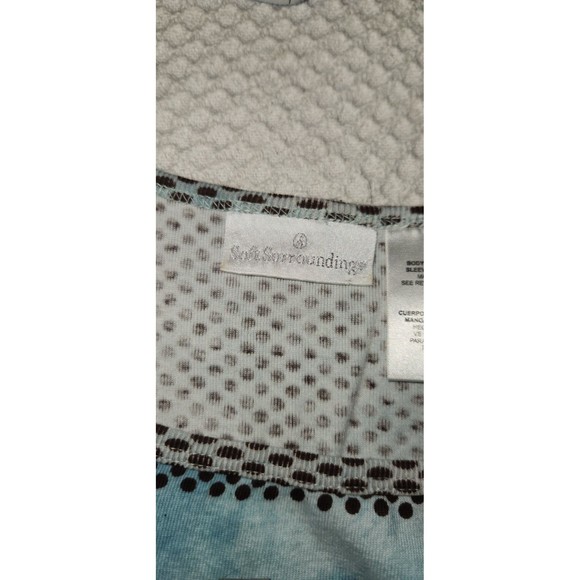 Soft Surroundings Short Sleeve Blue Brown Floral Print Dangling Embellishment XS - Picture 9 of 11